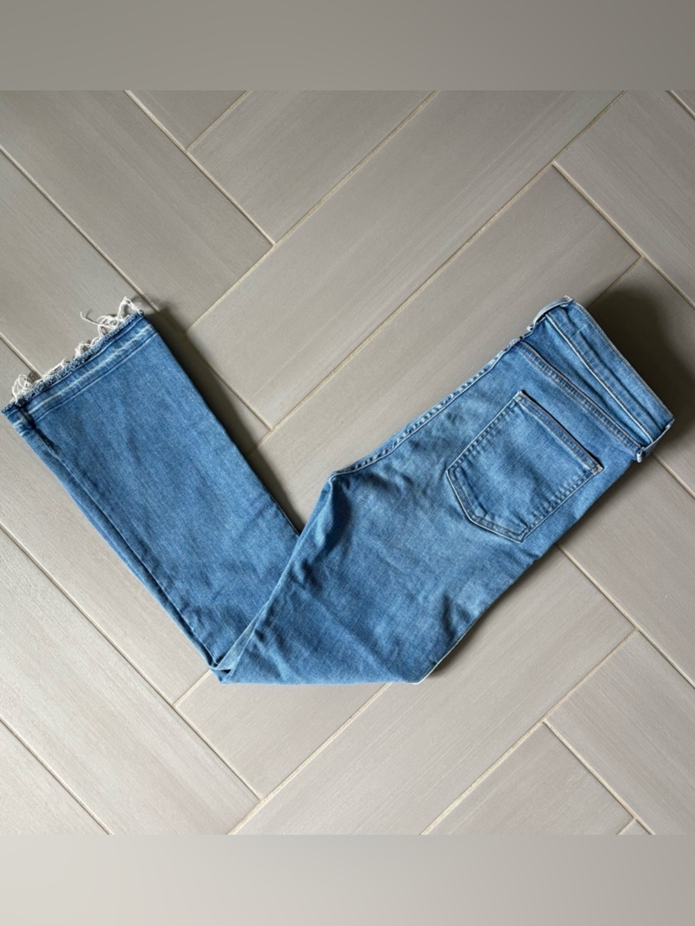 Veronica Beard Carolyn Baby Boot Button-Fly Denim Jeans | Ocean Blue Color